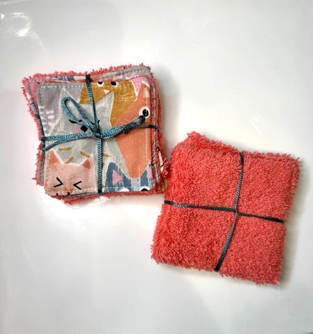 Lot de 5 lingettes démaquillantes réutilisables upcyclées