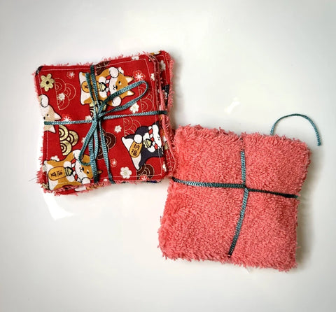 Lot de 5 lingettes démaquillantes réutilisables upcyclées