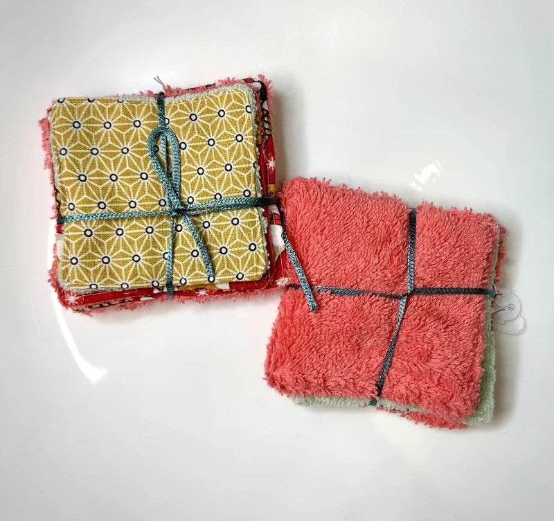 Lot de 5 lingettes démaquillantes réutilisables upcyclées
