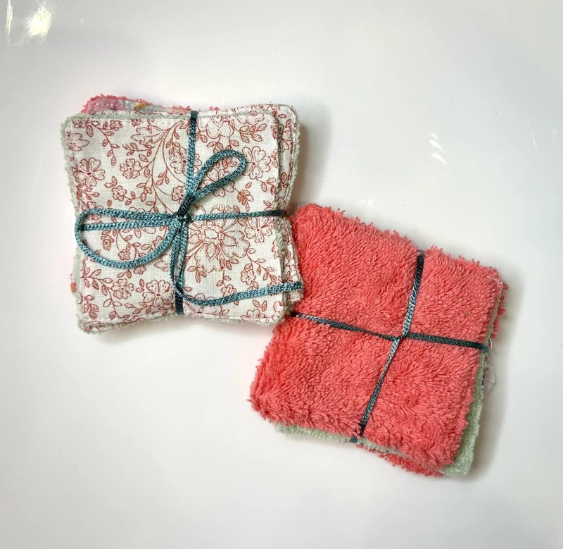 Lot de 5 lingettes démaquillantes réutilisables upcyclées