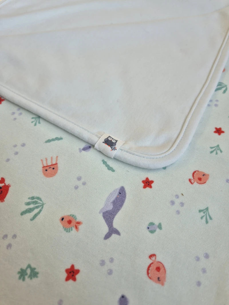 Couverture bébé naissance en coton bio - Mer