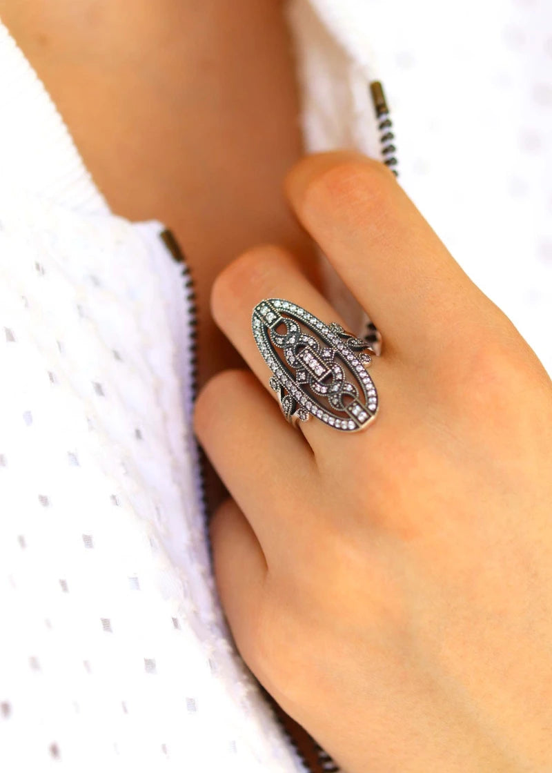Bague marquise Art Deco Hortense Argent
