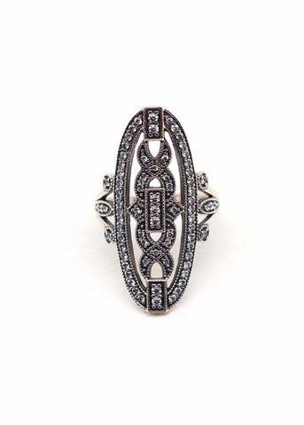 Bague marquise Art Deco Hortense Argent