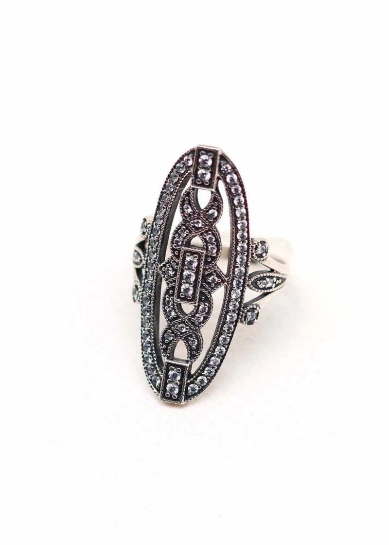 Bague marquise Art Deco Hortense Argent