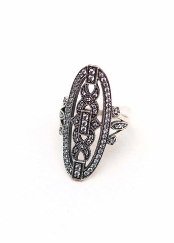 Bague marquise Art Deco Hortense Argent