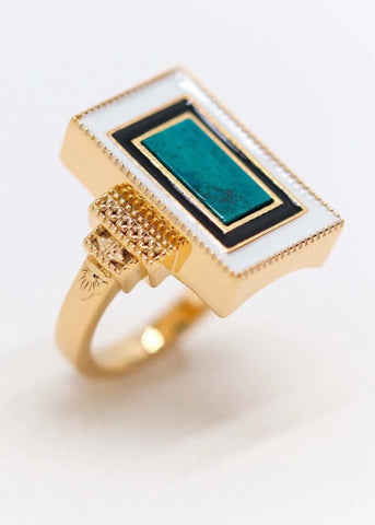 Bague Art Deco Victorine plaqué or Chrysocolle