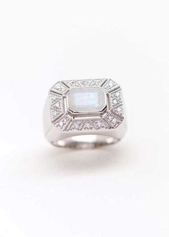 Bague Art Deco Angéline Argent et Pierre de Lune