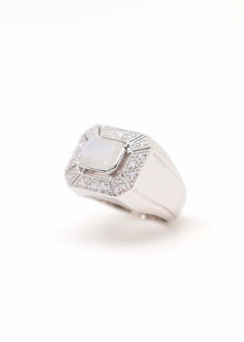 Bague Art Deco Angéline Argent et Pierre de Lune