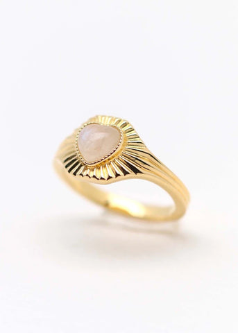 Bague coeur Lucette plaqué or Pierre de lune
