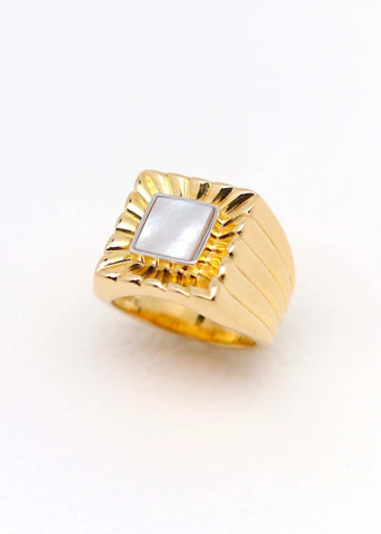 Chevalière femme Albertine plaqué or Nacre
