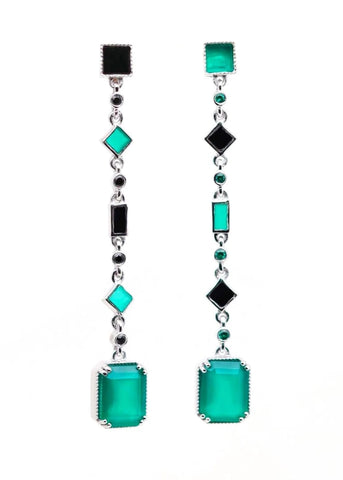 Boucles d'oreilles Art Deco Célestine Argent et onyx