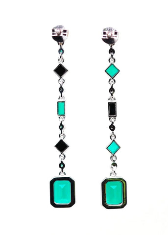 Boucles d'oreilles Art Deco Célestine Argent et onyx