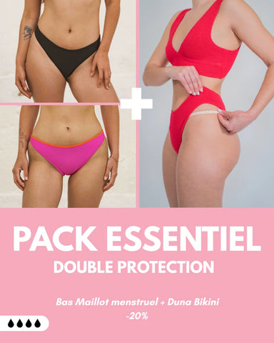PACK ESSENTIEL DOUBLE PROTECTION (Bas menstruel + Duna bikini)