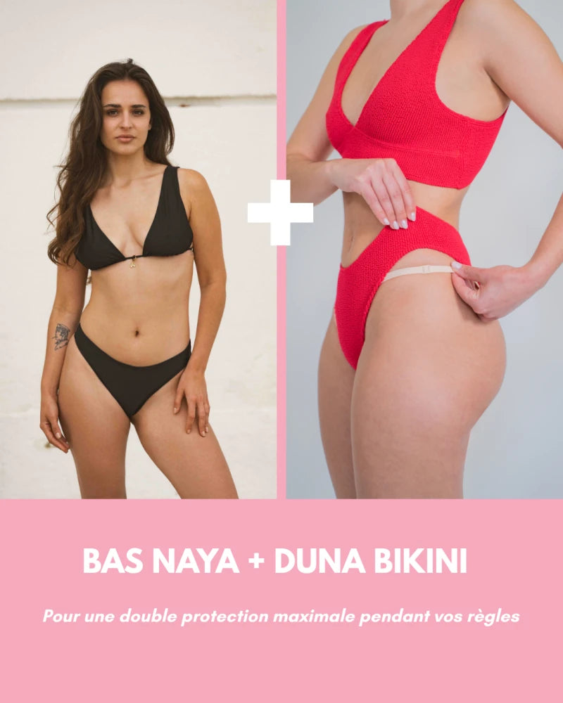 PACK ESSENTIEL DOUBLE PROTECTION (Bas menstruel + Duna bikini)