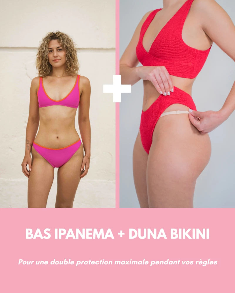 PACK ESSENTIEL DOUBLE PROTECTION (Bas menstruel + Duna bikini)