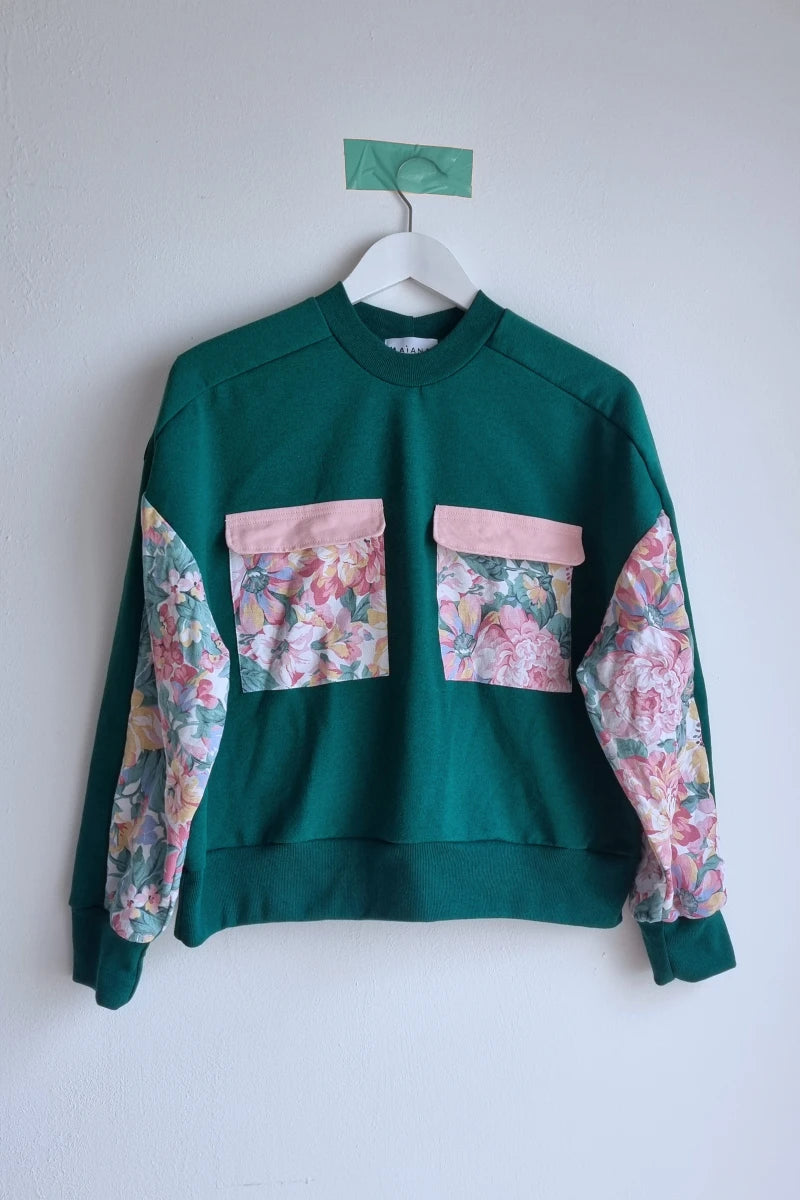 Sweat-shirt Marguerite - vert rosiers