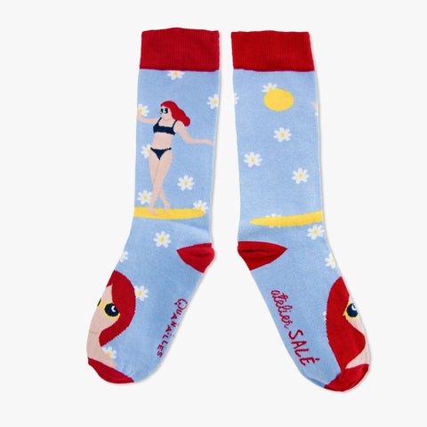 Atelier Salé | Paire de chaussettes Surfer le jour rouge