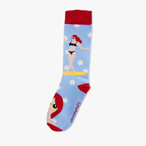 Atelier Salé | Paire de chaussettes Surfer le jour rouge
