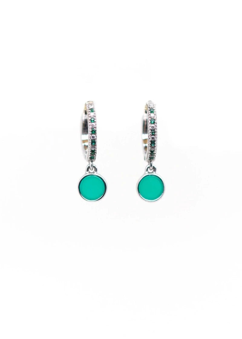Créoles argent Ombeline Onyx vert