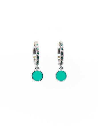 Créoles argent Ombeline Onyx vert