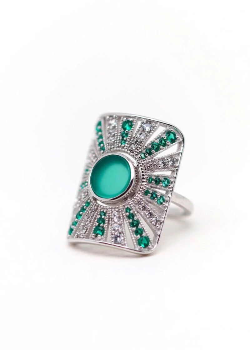 Bague argent femme Ombeline Onyx vert