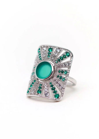 Bague argent femme Ombeline Onyx vert