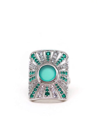 Bague argent femme Ombeline Onyx vert
