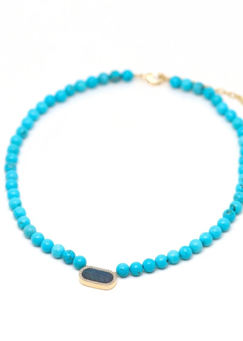 Collier femme Ernestine Turquoise et Labradorite