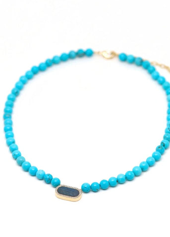 Collier femme Ernestine Turquoise et Labradorite