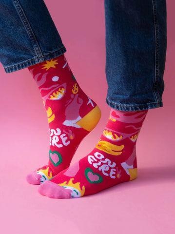 Laura Deleuze | Paire de chaussettes On Fire Fuchsia