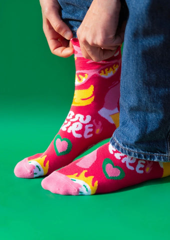 Laura Deleuze | Paire de chaussettes On Fire Fuchsia