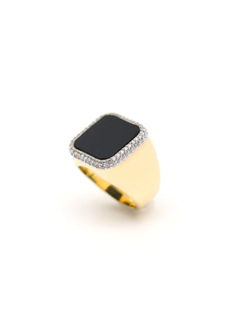 Chevalière femme Séraphine Onyx noir plaqué or