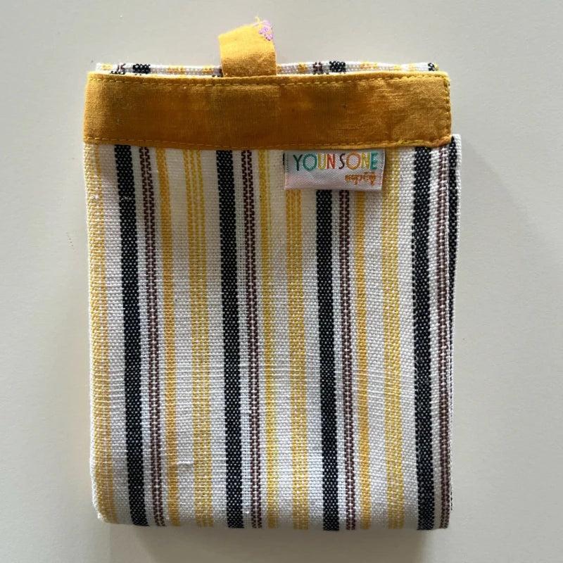 Torchon de cuisine lignes jaunes et noires