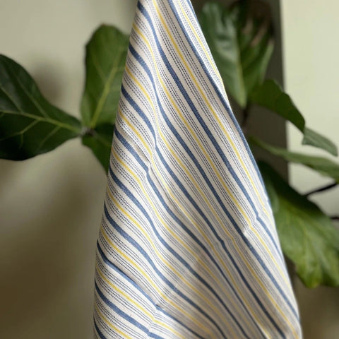 Torchon de cuisine à lignes bleues et jaunes