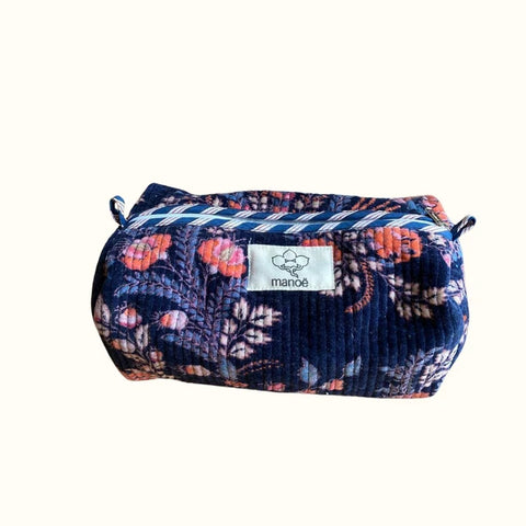 Trousse de toilette en velours matelassé – "Night garden"