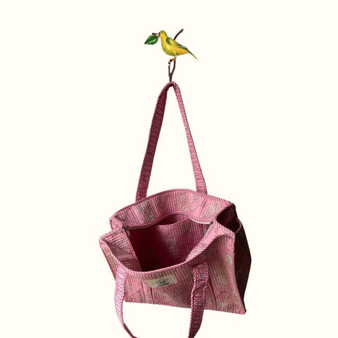 Petit tote bag fermeture "Pinky life of a tiger"