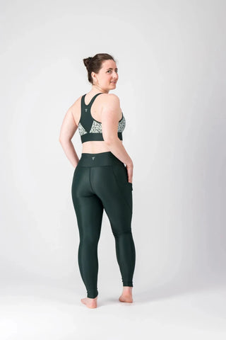 Legging sport femme FLOW "Scotland" -Technique, respirant et taille haute-poches plaquées