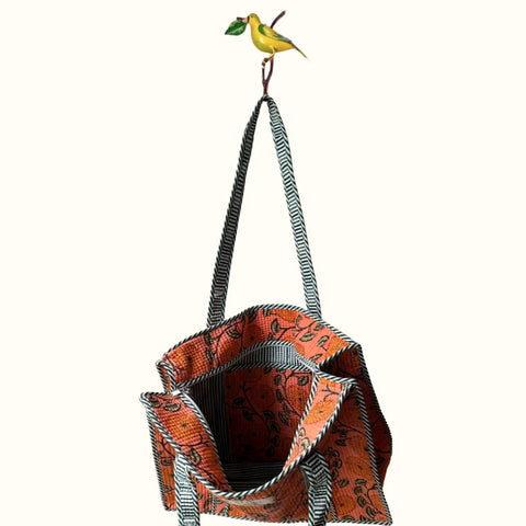 Petit tote bag fermeture "Sunny squishy Flowers"