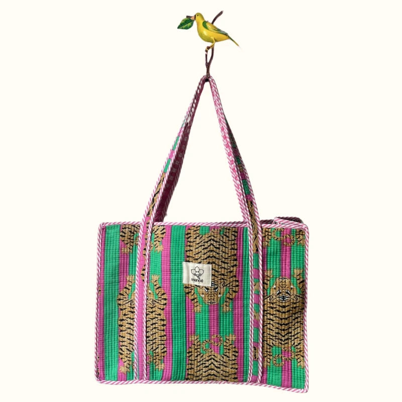 Grand tote bag à Zip  "Lollipop Tiger"