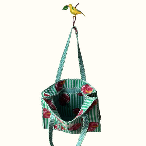 Grand tote bag à Zip  –  "Mint & Pomegranate Splash"