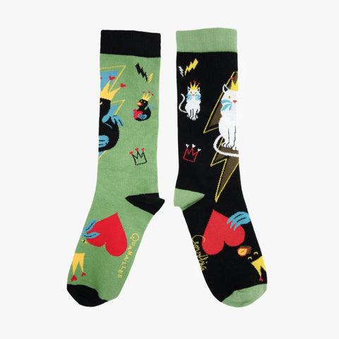 Cynthia | Paire de chaussettes dépareillées Canard et chat d'amour