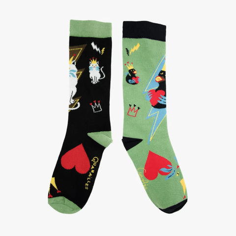 Cynthia | Paire de chaussettes dépareillées Canard et chat d'amour