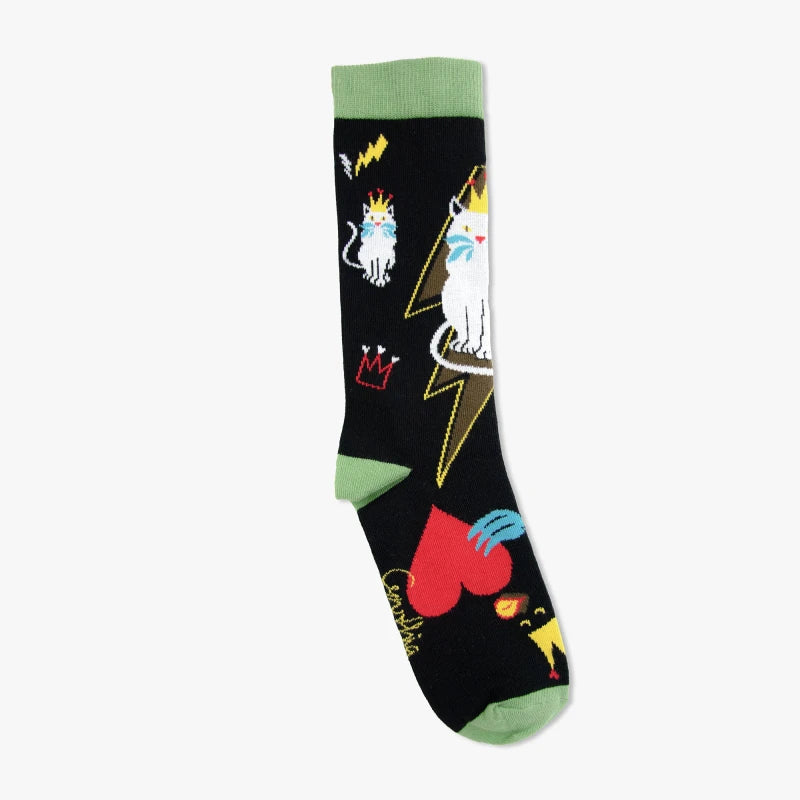 Cynthia | Paire de chaussettes dépareillées Canard et chat d'amour