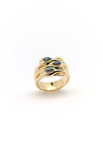 Bague serpent Sidonie plaqué or et Labradorite