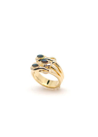 Bague serpent Sidonie plaqué or et Labradorite