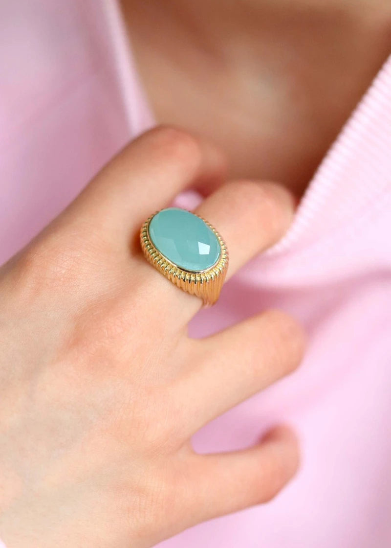Bague Calcédoine d'eau Antoinette plaqué or