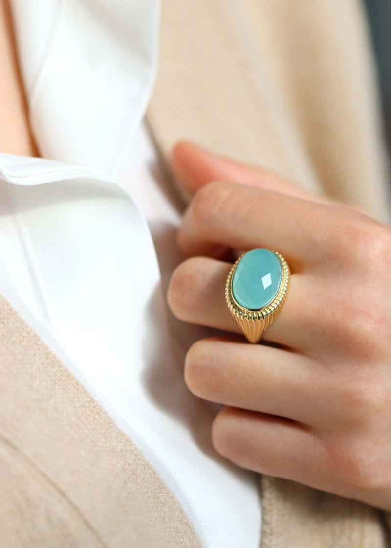 Bague Calcédoine d'eau Antoinette plaqué or