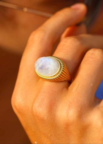 Bague Pierre de lune Antoinette plaqué or