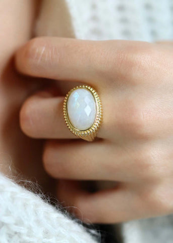 Bague Pierre de lune Antoinette plaqué or