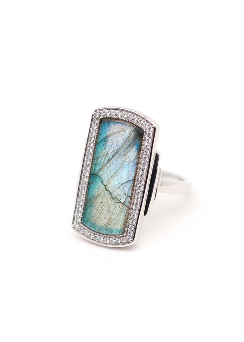 Bague Art Deco Florentine Argent Labradorite